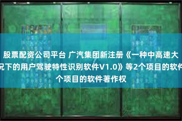 股票配资公司平台 广汽集团新注册《一种中高速大转角工况下的用户驾驶特性识别软件V1.0》等2个项目的软件著作权