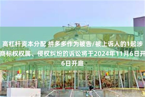 高杠杆资本分配 拼多多作为被告/被上诉人的1起涉及商标权权属、侵权纠纷的诉讼将于2024年11月6日开庭