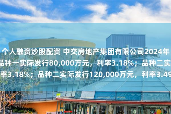 个人融资炒股配资 中交房地产集团有限公司2024年度第二期中期票据：品种一实际发行80,000万元，利率3.18%；品种二实际发行120,000万元，利率3.49%