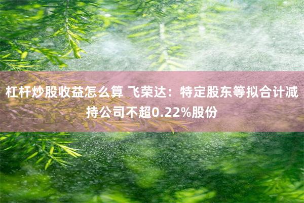 杠杆炒股收益怎么算 飞荣达：特定股东等拟合计减持公司不超0.22%股份