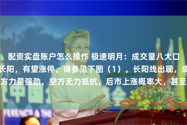 配资实盘账户怎么操作 极速明月：成交量八大口诀，教你识涨跌→缩量长阳，有望涨停。请参见下图（1）。长阳线出现，成交量却萎缩，说明多方力量强劲，空方无力抵抗，后市上涨概率大，甚至可能涨停。长阴线之后出现缩量，股价反而上...